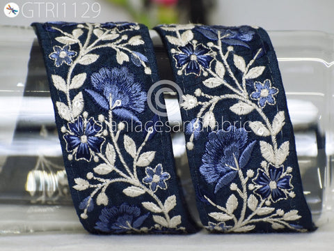 9 Yard Indian 5cm Embroidered Fabric Trim Embellishment Saree Ribbon Sewing Crafting Embroidery Border Wedding Dress Trimmings Cushion Cover