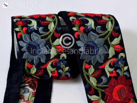 9 Yard Gray 7cm Indian Embroidered Fabric Trim DIY Crafting Sari Border Decor Dresses Sewing Cushions Curtain Cover Table Runner Bags Trims