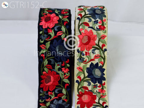 9 Yard Coral Red 7cm Indian Saree Embroidered Fabric Trim DIY Crafting Sari Border Ribbon Decorative Sewing Tape Cushions Table Runner