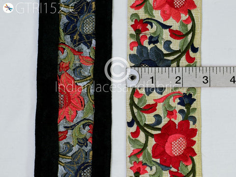 9 Yard Coral Red 7cm Indian Saree Embroidered Fabric Trim DIY Crafting Sari Border Ribbon Decorative Sewing Tape Cushions Table Runner