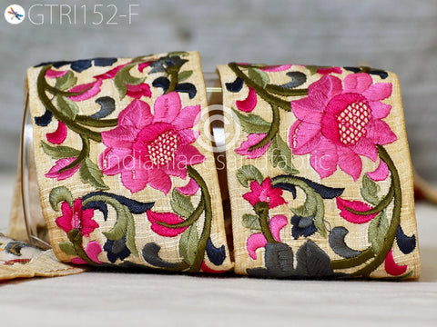 9 Yard Grey Floral 65MM Indian Trims Embroidered Fabric Trims Crafting Sari Border Decorative Sewing Trimmings crafting supplies Ribbon