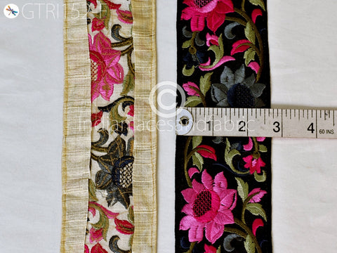 9 Yard Grey Floral 65MM Indian Trims Embroidered Fabric Trims Crafting Sari Border Decorative Sewing Trimmings crafting supplies Ribbon