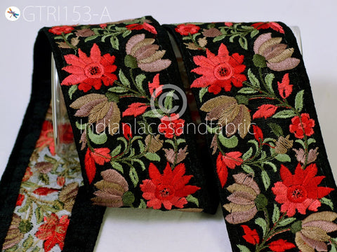 9 Yard Red 5cm Decorative Embroidery Fabric Trim Embellish Table Runner Crafting Sewing Costume Saree Indian Sari Border Embroidered Ribbon