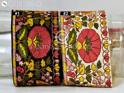 9 Yard Indian 7 cm Embroidered Trim Hats Making Tapes Christmas Trims Embroidery Hand Craft Sewing Dress Saree Borders Embellishments Ribbon
