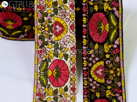 9 Yard Indian 7 cm Embroidered Trim Hats Making Tapes Christmas Trims Embroidery Hand Craft Sewing Dress Saree Borders Embellishments Ribbon