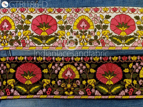 9 Yard Indian 7 cm Embroidered Trim Hats Making Tapes Christmas Trims Embroidery Hand Craft Sewing Dress Saree Borders Embellishments Ribbon