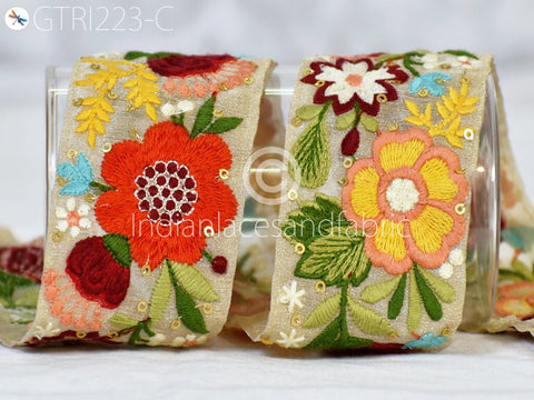 9 Yard Multi color 5cm Indian Trimmings Embroidered Saree Ribbon Sewing DIY Crafting Decorative Borders Embroidery Embellishment Trims