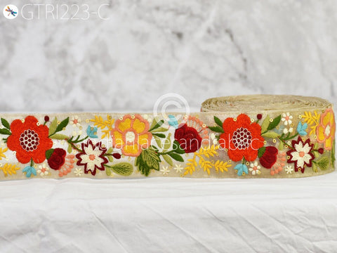 9 Yard Multi color 5cm Indian Trimmings Embroidered Saree Ribbon Sewing DIY Crafting Decorative Borders Embroidery Embellishment Trims