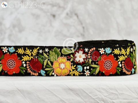 9 Yard Multi color 5cm Indian Trimmings Embroidered Saree Ribbon Sewing DIY Crafting Decorative Borders Embroidery Embellishment Trims