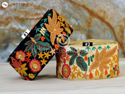 9 Yard Yellow DIY 65mm Craft Indian Laces Embroidered Decorative Fabric Trim Sari Border Sewing Curtain Home Décor Clothing Accessory Ribbon