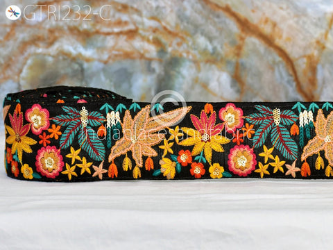 9 Yard Yellow DIY 65mm Craft Indian Laces Embroidered Decorative Fabric Trim Sari Border Sewing Curtain Home Décor Clothing Accessory Ribbon