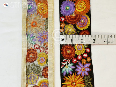 9 Yard Yellow 65mm Embroidered Sari Ribbon Fabric Trims Saree Border DIY Crafting Sewing Beach Bags Home Décor Embellishment Trimmings