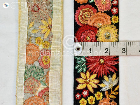 9 Yard Peach 65mm Embroidery Sari Ribbon Fabric Trim Saree Border Doll DIY Crafting Sewing Beach Bags Home Decor Embellishment Trimming