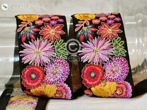 9 Yard Purple 65mm Embroidered Sari Ribbon Fabric Trim Saree Border Dolls Crafting Sewing Beach Bags Home Decor Embellishment Trimmings