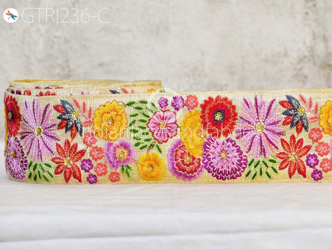 9 Yard Purple 65mm Embroidered Sari Ribbon Fabric Trim Saree Border Dolls Crafting Sewing Beach Bags Home Decor Embellishment Trimmings