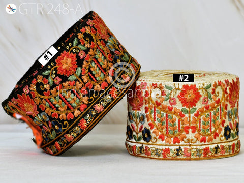 3 Yard Indian Embroidered 9 CM Ribbon Decorative Embroidery Trim Embellishment DIY Crafting Sewing Beach Bags Indian Sari Border Home Decor