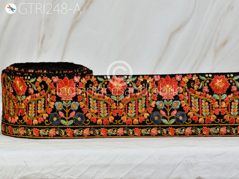 3 Yard Indian Embroidered 9 CM Ribbon Decorative Embroidery Trim Embellishment DIY Crafting Sewing Beach Bags Indian Sari Border Home Decor