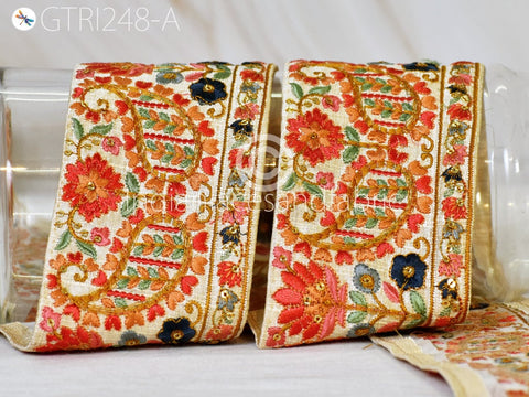 9 Yard Indian Embroidered 8cm Ribbon Decorative Embroidery Trim Embellishment Crafting Bags Indian Sari Border Christmas Trimmings
