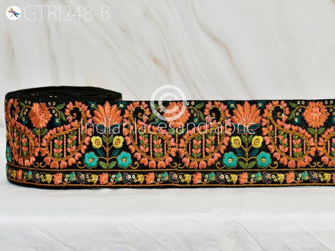 9 Yard Peach Indian 8cm Trims Embroidered Ribbon Decorative Embroidery Embellishment DIY Crafting Sewing Indian Sari Border Home Decor