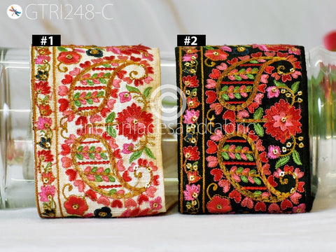 9 Yard Indian 8cm Trimmings Embroidered Ribbon Decorative Embroidery Trim Embellishment DIY Crafting Sewing Sari Border Wedding Decor