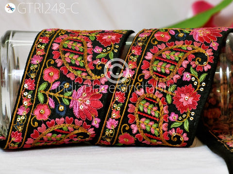 9 Yard Indian 8cm Trimmings Embroidered Ribbon Decorative Embroidery Trim Embellishment DIY Crafting Sewing Sari Border Wedding Decor