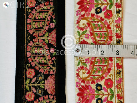 9 Yard Indian 8cm Trimmings Embroidered Ribbon Decorative Embroidery Trim Embellishment DIY Crafting Sewing Sari Border Wedding Decor