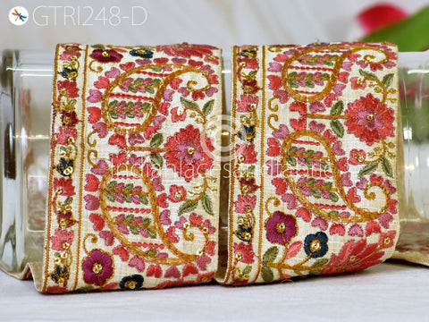 9 Yard Indian Embroidered 75MM Ribbon Decorative Embroidery Trim Embellishment DIY Crafting Sewing Saree Indian Sari Border Home Decor
