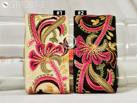 9 Yard Indian Fuchsia 55mm Laces Fabric Trim Embroidered Decorative Sari Border Sewing Costume DIY Crafting Ribbon Cushions trimming