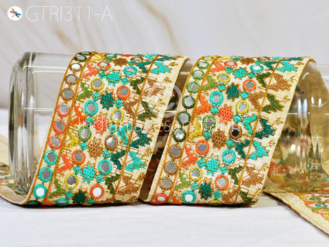 9 Yard Indian Embroidered 8cm Trim Drapery Hats Bag Trimmings Decorative Ribbon Crafting Sewing Sari Borders Embellishments Home Décor Tape