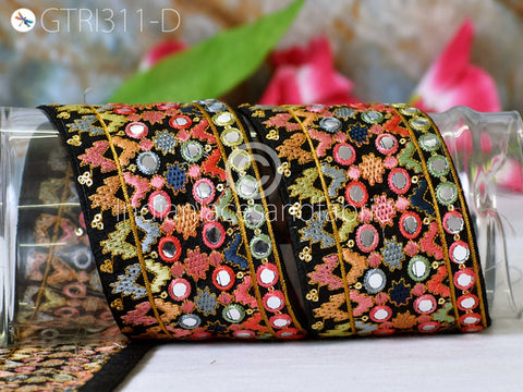 9 Yard Peach Indian Embroidered 8cm Trims Drapery Saree Decorative Trimmings Crafting Sewing Borders Embellishments Home Décor Ribbon