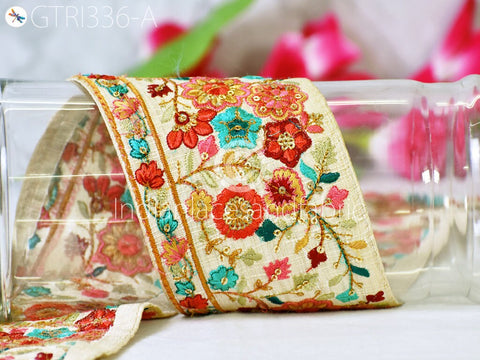 9 Yard Floral Indian Embellishment Embroidered 9cm Trim Cushion Embroidery Ribbon Sewing Accessories Crafting Border Wedding Trimmings