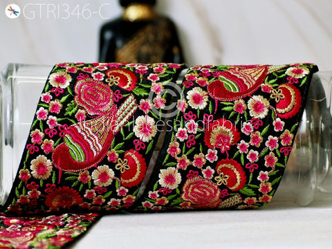 9 Yard Red Lovely Bird Indian 8cm Trim Sari Making Border Crafting Ribbon Sewing Embroidered Decorative Garment Costume Beach Bags Trimming