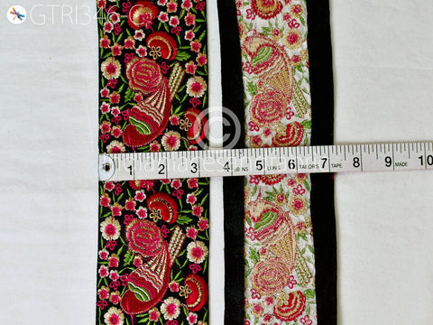 9 Yard Red Lovely Bird Indian 8cm Trim Sari Making Border Crafting Ribbon Sewing Embroidered Decorative Garment Costume Beach Bags Trimming