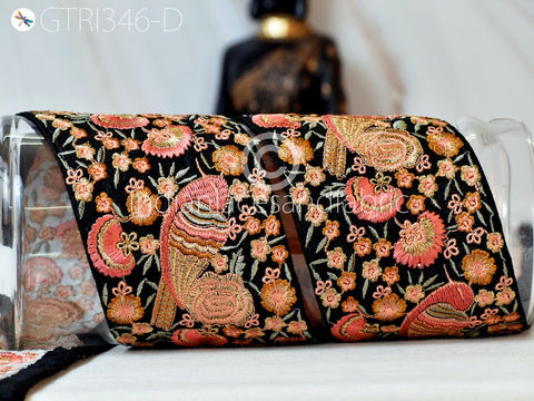 9 Yard Peach 9CM Lovely Bird Indian Trims Sari Border Floral Crafting Ribbon Sewing Embroidery Decorative Costume Beach Bags Trimmings