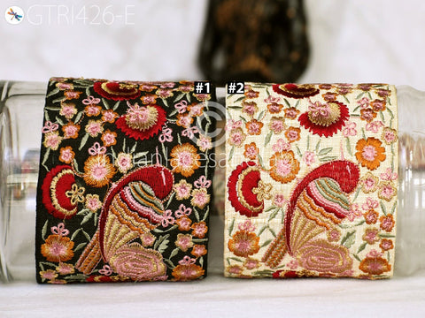 9 Yard Maroon 9cm Lovely Bird Indian Trim Sari Border Crafting Sewing Fabric Embroidered Decorative Costume Home Beach Bag Making Trimming