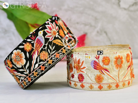 9 Yard Dress Ribbon 7CM Embroidered Bird Fabric Trim Indian Sari Border Saree Trimming Sewing cushion cover Embroidery Crafting Laces