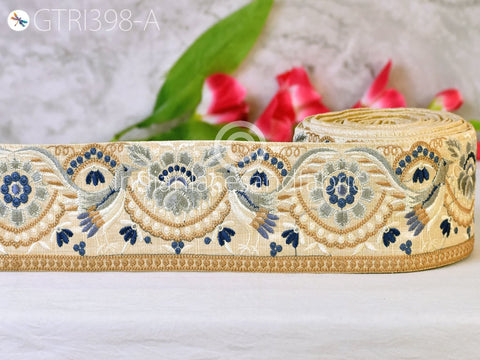 9 Yard Peacock 8cm Indian Embroidered Trim Cushions Embellishment Bags Making Tapes Saree Ribbon Sewing DIY Crafting Border Wedding Trimming