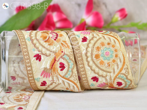 9 Yard Indian 8cm Embroidered Trim Cushions tape Embellishment Peacock Embroidery Ribbon Sewing DIY Crafting Border Wedding Trimmings