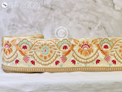 9 Yard Indian 8cm Embroidered Trim Cushions tape Embellishment Peacock Embroidery Ribbon Sewing DIY Crafting Border Wedding Trimmings