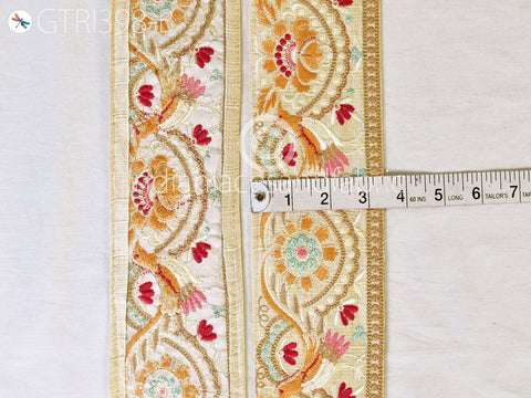 9 Yard Indian 8cm Embroidered Trim Cushions tape Embellishment Peacock Embroidery Ribbon Sewing DIY Crafting Border Wedding Trimmings