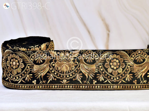 3 Yard Floral Embroidered Embellishment 8 CM Border Indian Trim Sari Embroidery Saree Ribbon Cushions Home Décor Sewing Clothing Trimmings