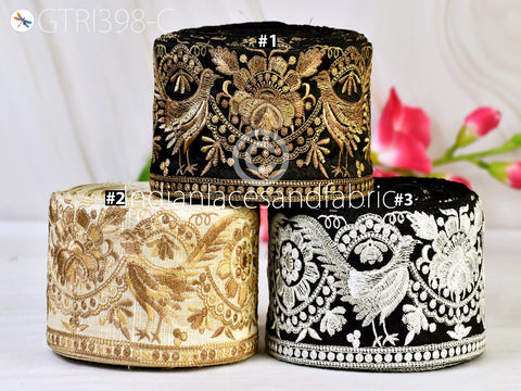 9 Yard Floral 8cm Embroidered Embellishment Border Indian Dress Making Trim Sari Embroidery Ribbon Cushions Home Décor Sewing Clothing Trim