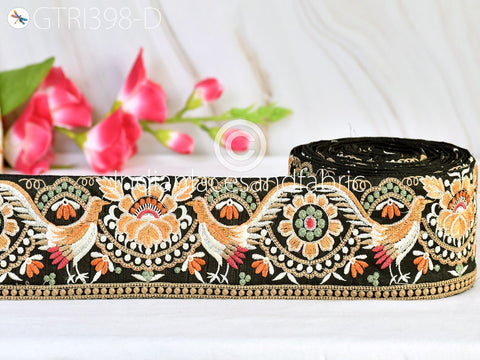 9 Yard Peacock Indian Embroidered Cushions Cover Embellishment Embroidery Saree Sewing DIY Crafting Border Wedding Trimmings Curtains