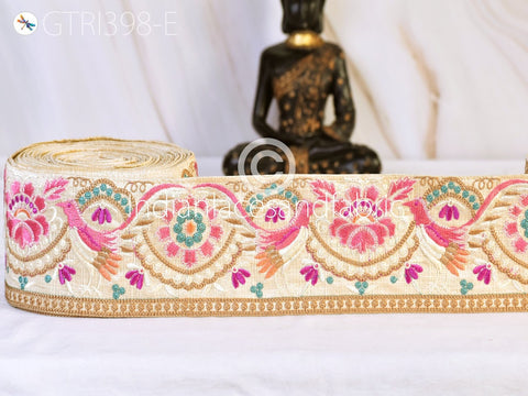 3 Yard Indian Peacock Embroidered 8 CM Trim Cushions Embellishment Embroidery Saree Ribbon Sewing DIY Crafting Border Wedding Trims Curtains