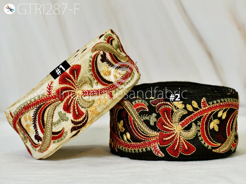 9 Yard Red Indian Sari 6 CM Embroidery Trims Embellishment Embroidered Saree Ribbons Sewing DIY Crafting Trim Border Curtains Home Décor