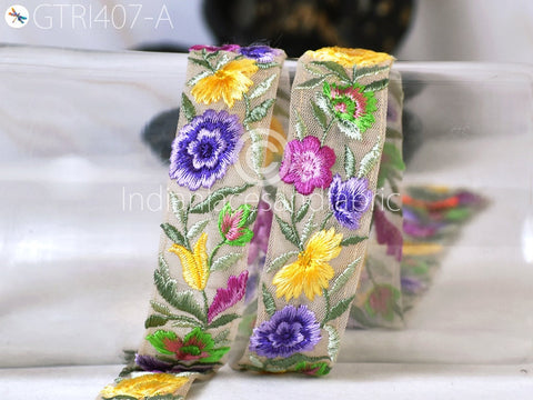 9 yard Lavender Embroidered Indian 4 CM Trim Sari Embellishment Embroidery Dresses Border Saree Ribbon Home Décor Sewing Trimmings