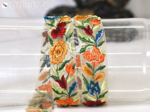 9 Yard Yellow 4cm Embroidered Trim Sari Embellishment Embroidery Crafting Border Saree Ribbons Cushions Home Décor Sewing Trimmings