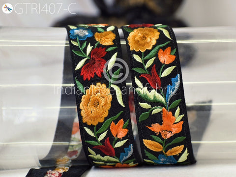 9 Yard Yellow 4cm Embroidered Trim Sari Embellishment Embroidery Crafting Border Saree Ribbons Cushions Home Décor Sewing Trimmings