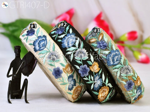 9 Yard Grey Embroidered Indian 4 Cm Trim Embellishment Wholesale Embroidery DIY Crafting Border Saree Ribbon Cushions Sewing Trimmings