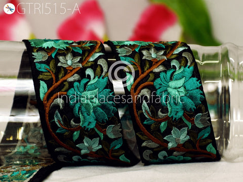 9 Yard Sea Green 6cm Indian Decorative Embroidery Fabric Trim Doll Making Crafting Sewing Saree Indian Sari Border Embroidered Ribbon
